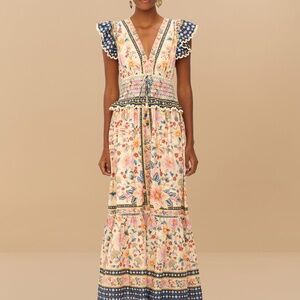 Farm Rio Cream Superbloom Tapestry Maxi Dress-Medium-NWT